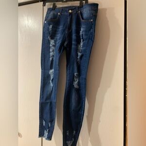 Classic Blue Distressed Skinny Jeans